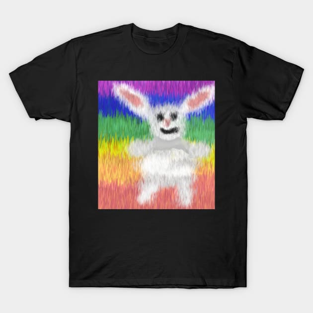 painting colorful grass with rabbit T-Shirt by Catbrat